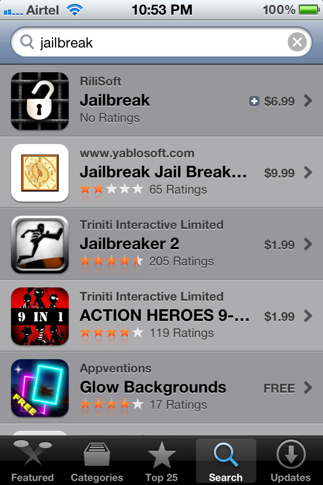 Jailbreak: palabra prohibida en iTunes Store USA