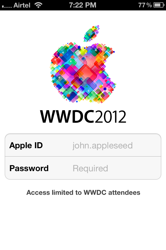 WWDC 2012 Official App For iPhone and iPad