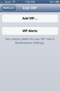 VIP Mailbox iOS 6 VIP List Contacts Settings