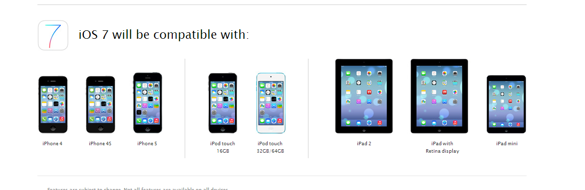 iOS 7 Compatible Device Lists